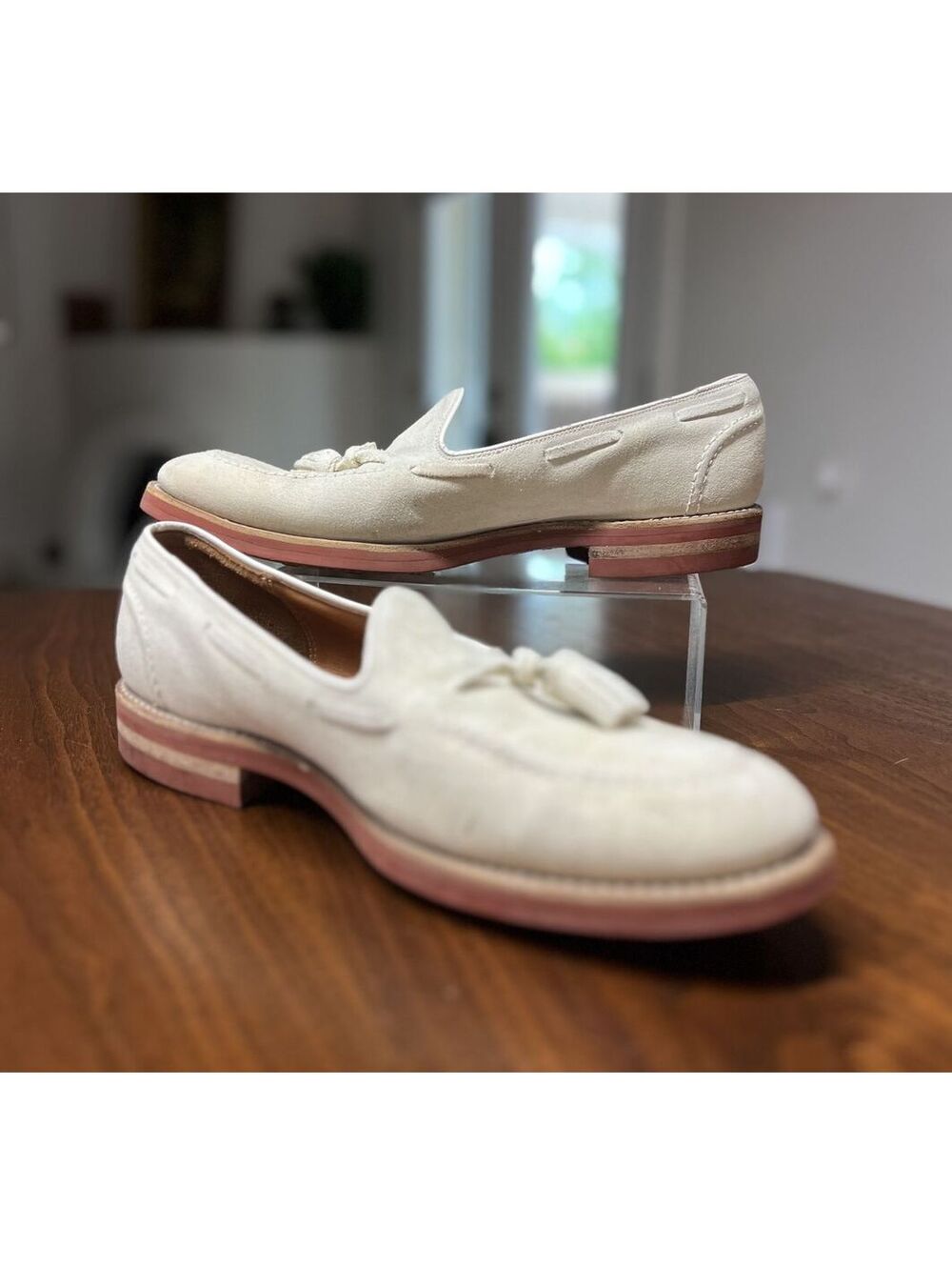 Vtg Polo Ralph Lauren White Suede Tassel Loafers 10D England